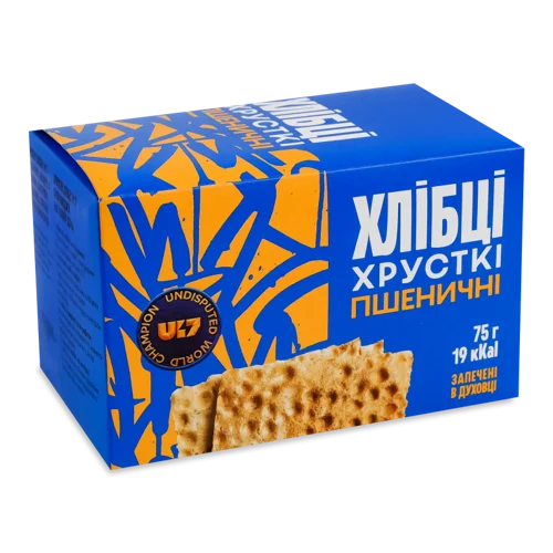 Хлібці Пшеничні Хрусткі В/ґ, Картонна Упаковка 75г