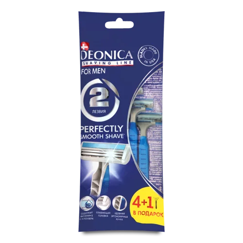 Бритва Безпечна Одноразова DEONICA FOR MEN, 2 леза, 4 шт + 1 шт у подарунок
