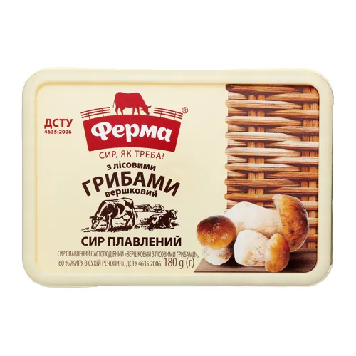 Сир плавлений 60% пастоподібний Вершковий з лісовими грибами Ферма п/у 180г