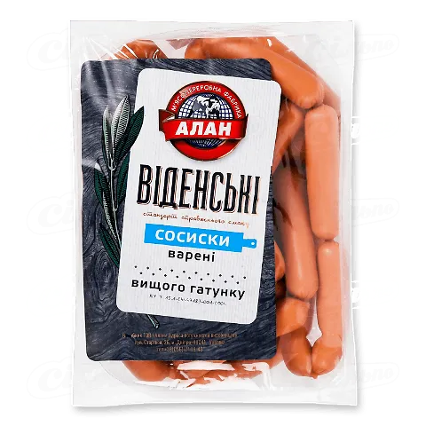 Сосиски «Алан» «Віденські», 1кг