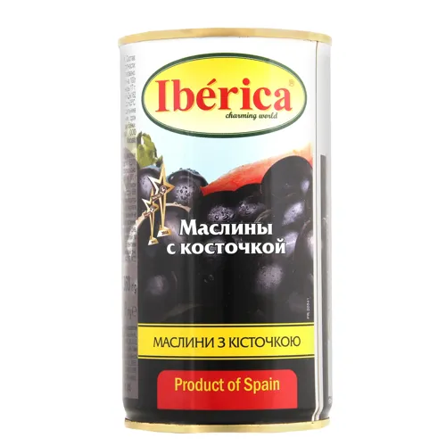 Маслини з кісточкою Iberica з залізній банці 360г