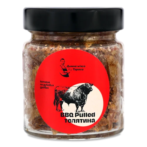 М'ясо Телятина BBQ Pulled Димне В'ялено-Копчене Від Тараса, с/б, 200г