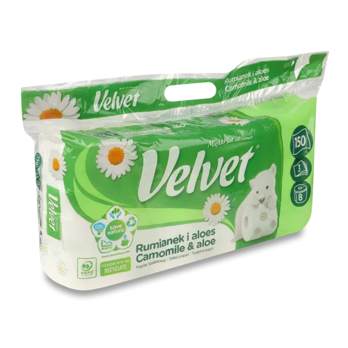 Туалетний Папір Ароматизований Camomile&Aloe Velvet 3-шаровий, 8 шт