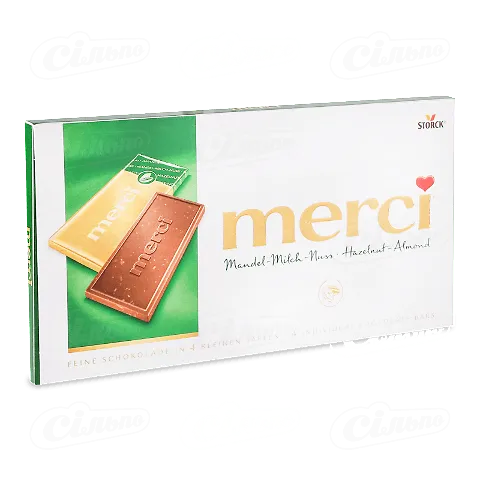 Шоколад Mercі «Лісовий горіх та мигдаль», 100г
