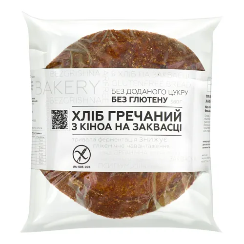 Хліб з кіноа на заквасці Гречаний Bezgrishna bakery м/у 380г