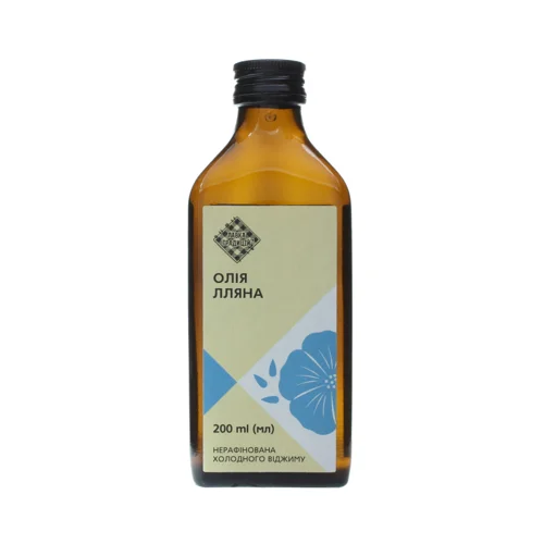 Олія Лляна Холодного Віджиму Нерафінована, с/пл 200 мл