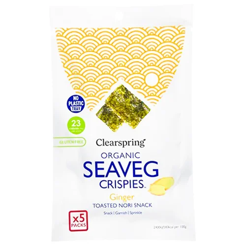 Чипси Clearspring Імбир з морських водоростей без глютену 5*4г
