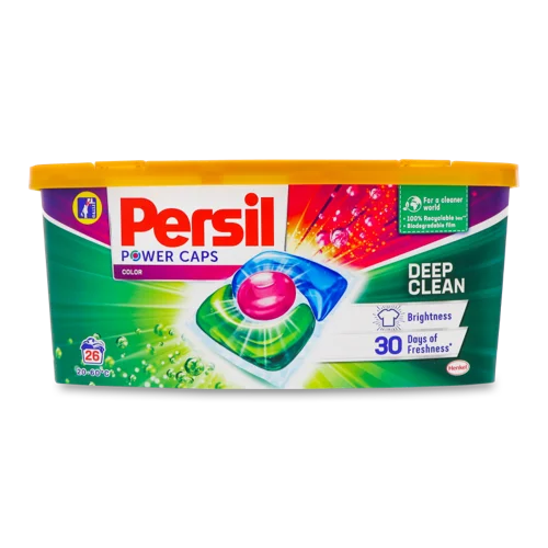 Миючий Засіб для Прання Кольорових Речей у Капсулах Power Caps Color Deep Clean Percil, 26х15г