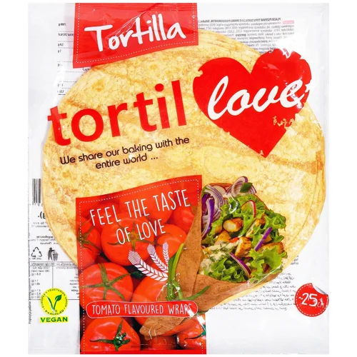 Тортилья Tortillove пшенична з ароматом томатов 25см 4шт*60г