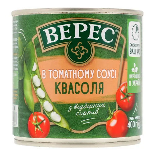 Квасоля в томатному соусі Верес з/б 400г