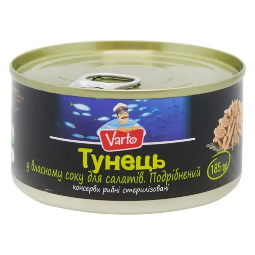 Тунець для салатів у вищого ґатунку ВАРТО 185г з/к