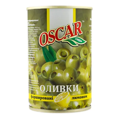 Оливки фаршировані лимоном Oscar з залізній банці 300г