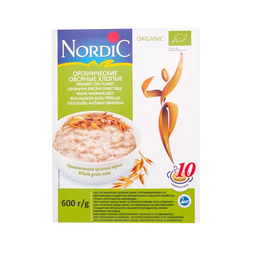 Пластівці вівсяні органічні Nordic 600г