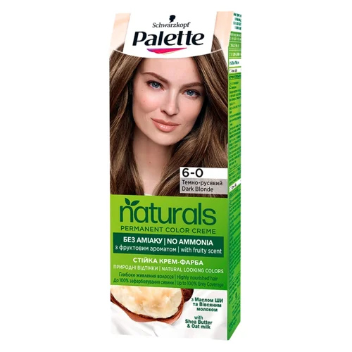 Фарба для волосся Palette Naturals без аміаку 6-0 темно-русявий