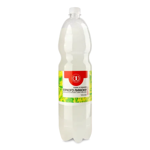 Безалкогольний Напій Низькокалорійний Сильногазований Зі Смаком Гіркого Лимона ТМ '1', п/пл 1.5л