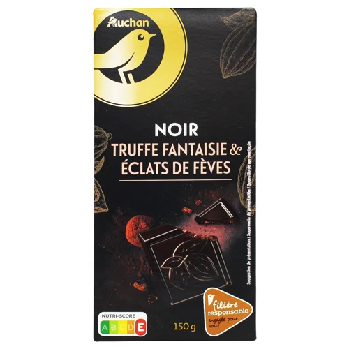Шоколад чорний Auchan Трюфель із какао-бобів 150г