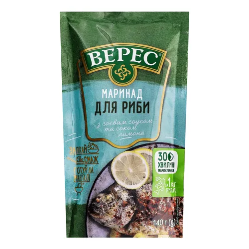 Маринад для риби з соєвим соусом та соком лимона Верес д/п 140г