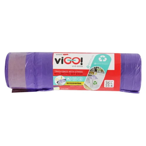 Пакети для сміття viGO! із затяжками 35л 15шт