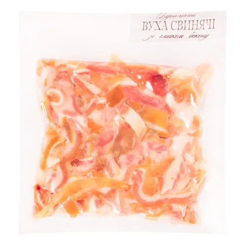 Вуха свинячі варено-копчені в упаковці (ваг) смак Бекон Алан