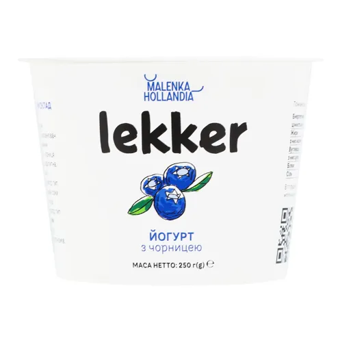 Йогурт 3% Чорниця Lekker ст 250г