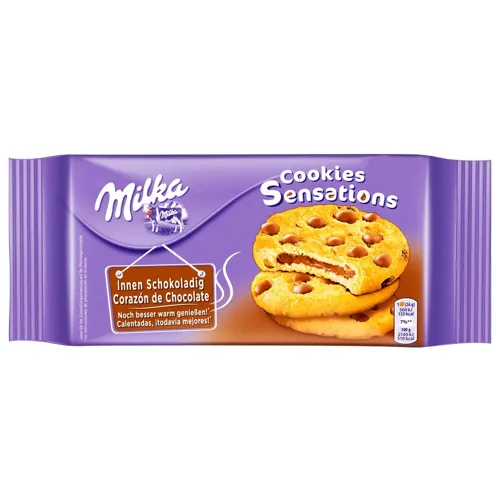 Печиво Milka Sensations з шоколадними краплями та шоколадною начинкою 156г