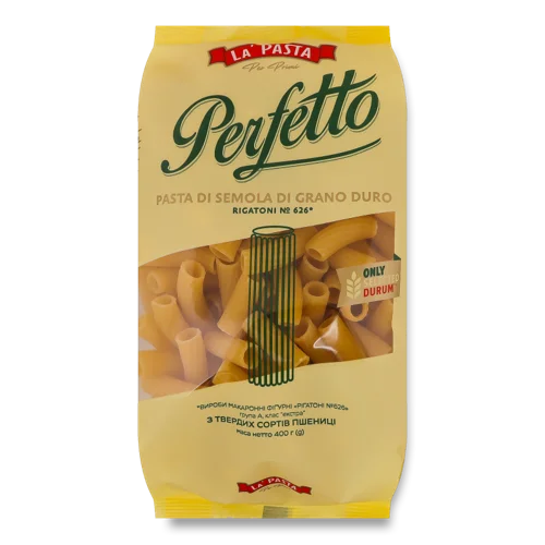 Вироби Макаронні Фігурні З Твердих Сортів Пшениці Рігатоні №626 La' Pasta Per Primi Perfetto, 400 г