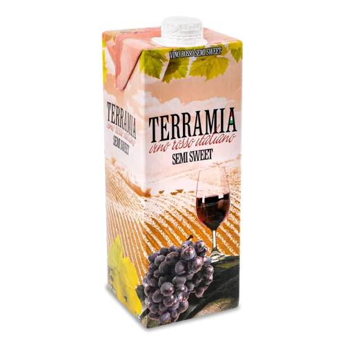 Вино Червоне Напівсолодке В/ґ Terramia, 1л, 10-11%