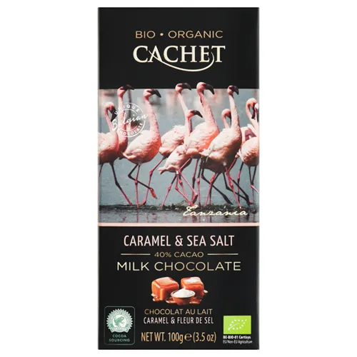 Шоколад Cachet Organic молочний карамель і морська сіль 100г