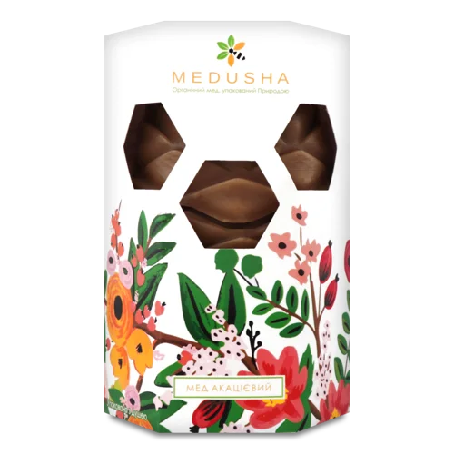 Мед Акацієвий Вищого Ґатунку З Горіхами, Упаковка З Бджолиного Воску 'Медова Шишка', ТМ 'Медуша', 250г