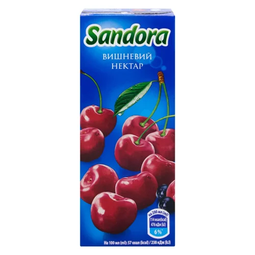 Упаковка нектара Sandora Вишневий 0.2л