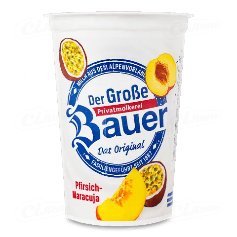 Йогурт Bauer з наповнювачем персик-маракуйя 2,9%, 250г