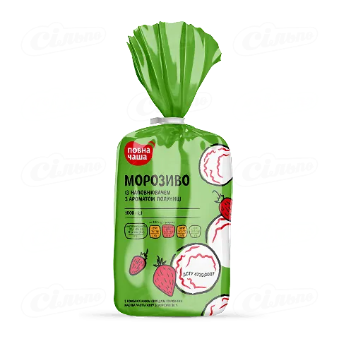 Морозиво «Повна Чаша»® з полуничним наповнювачем, 1000г