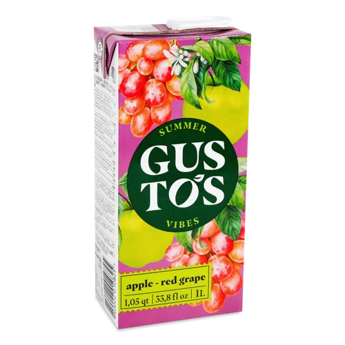 Напій Соковий Gustos Яблуко-Виноград, Тетра Пак, 1л