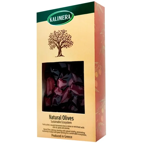 Оливки Калімера Каламата 250г з кісточкою гігант в/у к/у