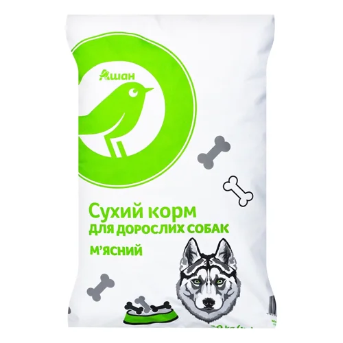 Корм сухий Auchan з м'ясом для собак 10кг