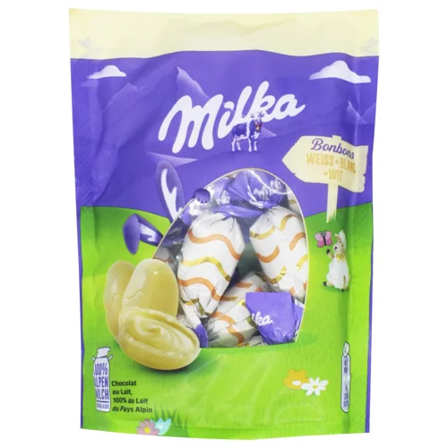 Цукерки Milka Пасхальні у білому шоколаді 90г