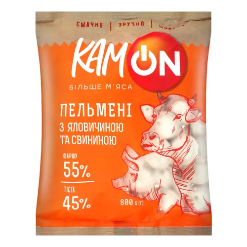 Пельмені з яловичиною та свининою заморожені Kamon м/у 800г