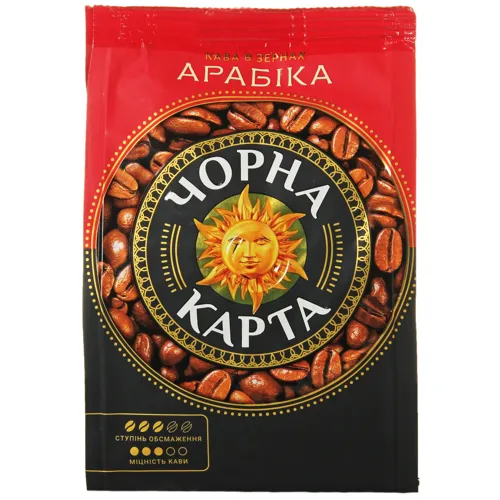 Кава натуральна смажена в зернах Арабіка Чорна карта м/у 100г