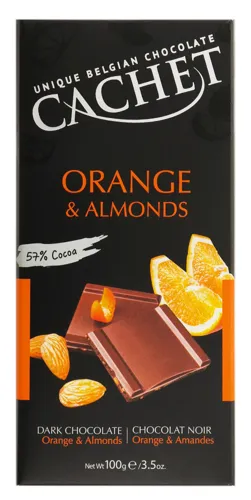 Шоколад CACHET Orange&Almonds 100г (апельсин+мигдаль)