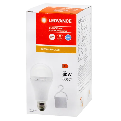 Лампа з акумулятором Ledvance LED A60 6500K E27 8W