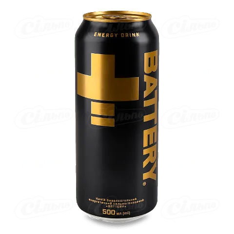 Напій енергетичний Battery безалкогольний силогаз у залізній банці, 0,5л