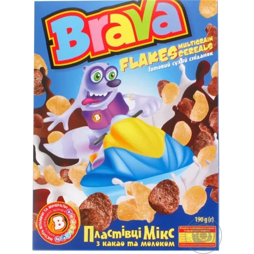 Сніданки сухі Brava Мікс пластівці з какао та молоком 190г