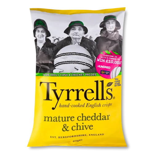 Чипси TYRRELLS Вищого Ґатунку З Сиром Чеддер І Цибулею, 150г