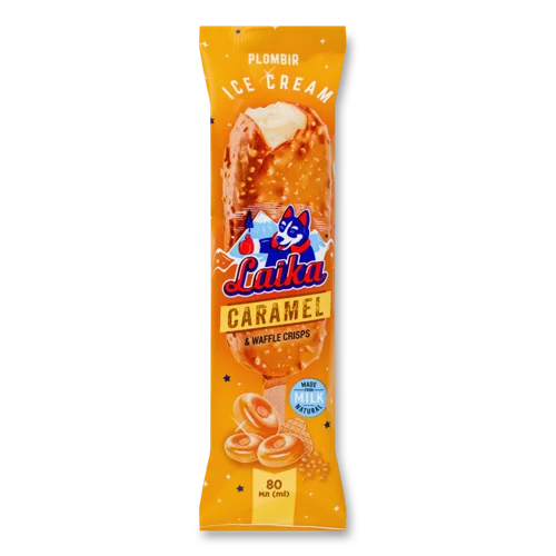 Пломбір Вершковий Глазурований Caramel&Waffle Crisps, в/ґ, 59г