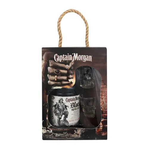 Набір Ром 0.7л 40% Spiced Black Captain Morgan + 2 чарки 1шт
