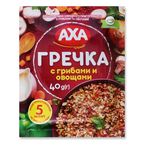 Каша Швидкого Приготування Гречана З Грибами Та Овочами Axa, м/у, 40г