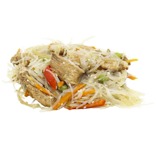 Локшина рисова з куркою та овочами