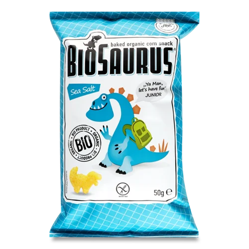 Снеки Кукурудзяні Вищого Ґатунку Sea Salt BioSaurus, 50г
