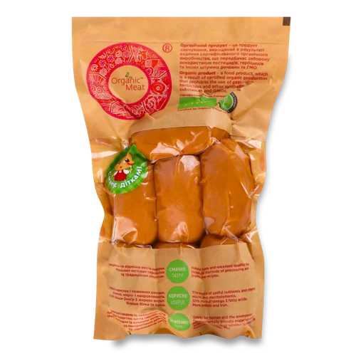 Сардельки Органічні Для Дітей Organic Meat Вищого Ґатунку, в/у, 420г