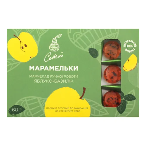 Мармелад ручної роботи яблуко-базилік Марамельки Сетно к/у 60г